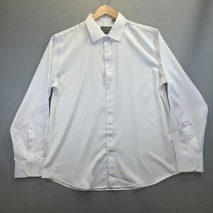 Flex Men's Luxury Collection White Silk Long Sleeve Button Up Shirt Size Large